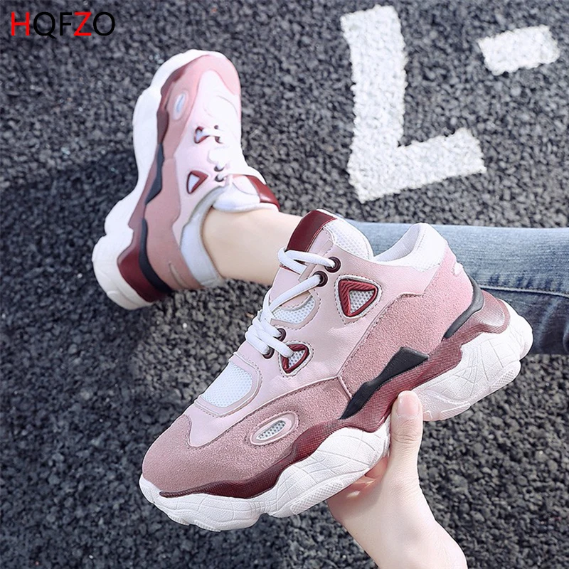 

HQFZO High Quality Trainers Pantshoes Women's Platform Sneakers Women Shoes Breathable Casual Women Running Chunky Sneakers