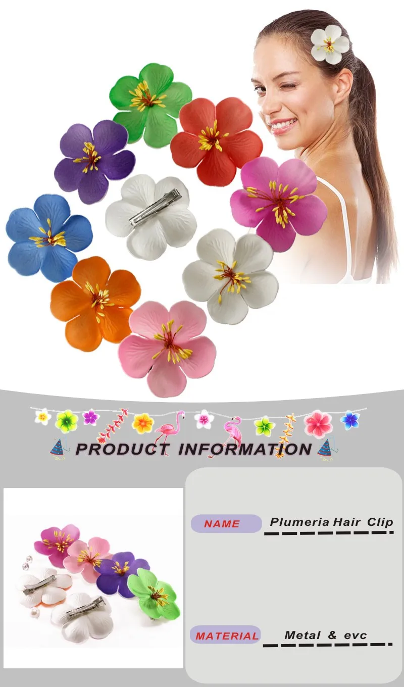 banana hair clips 2 pcs 6.5cm new Fashion  Foam Hawaiian Cherry blossoms Foam Hawaiian Plumeria flower hairpin Frangipani Flower bridal hair clip bridal hair clip