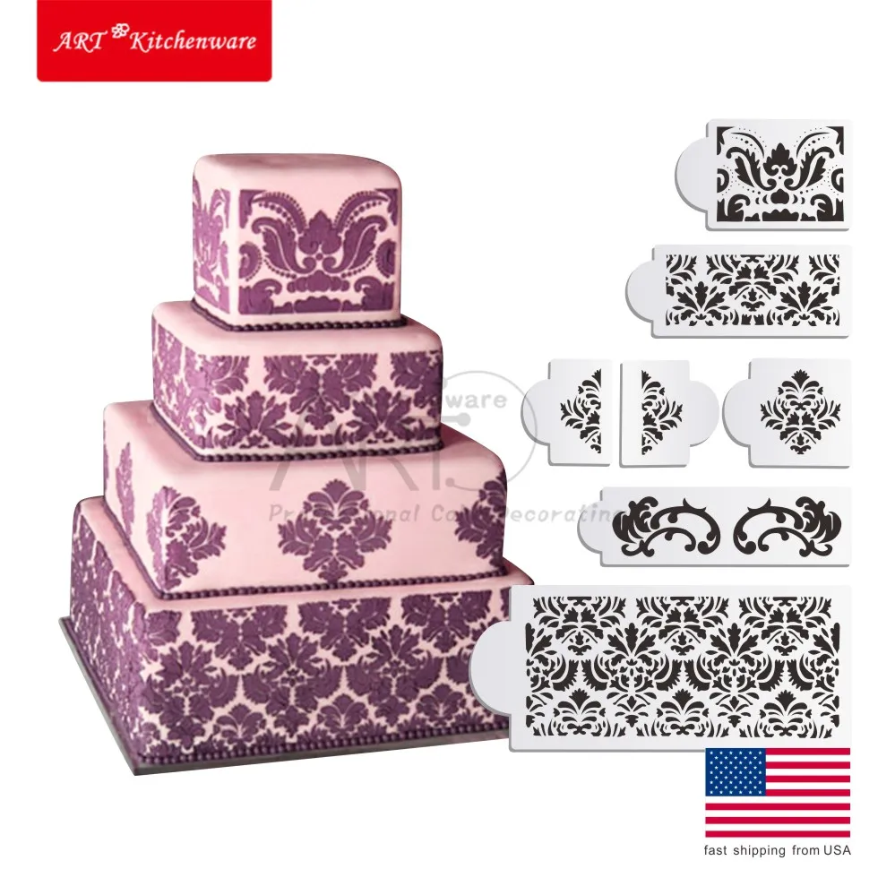 Damask Cake Stencils Set,Wall Stencils for Painting ...