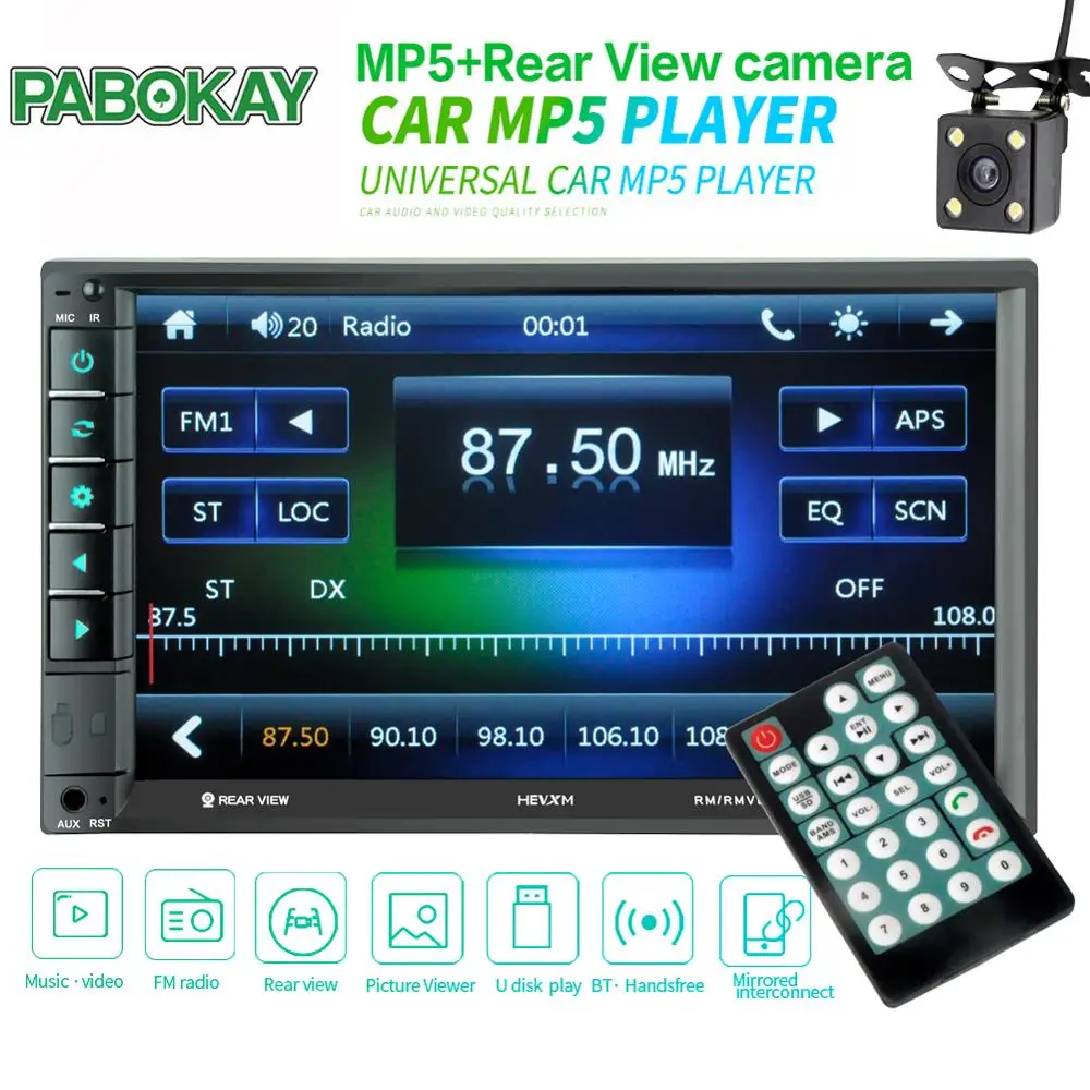 

MP5 Auto Media Player Double Dins USB Bluetooth Audio Car Radio Multimidia MP5 12V FM HD 7" Touch Screen Stereo Radio