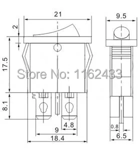 KCD1-101-10 rocker switch drawing