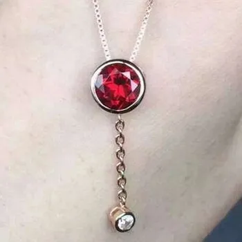 

natural garnet pendants 925 sterling silver natural red gem round Pendants classic elegant fine jewelry for women
