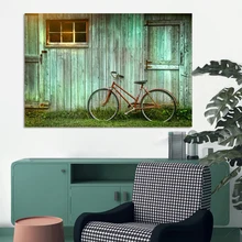Dropshipping Landscape Posters and Prints Wall Art Canvas Painting Chalet and Bicycle Decorative Pictures for Living Room Decor