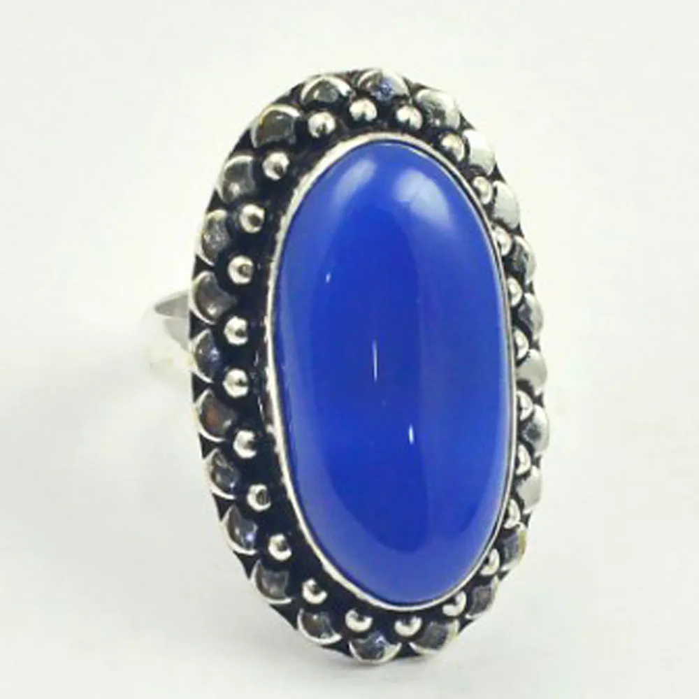 

Chalcedony Ring Silver Overlay over Copper, USA Size 7.5 , R3414
