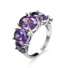 

Fashion Purple Red Lady Engagement Rings For Women Elegant Big AAA Zircon Wedding Luxury Crystal Jewelry 2019 Gift N