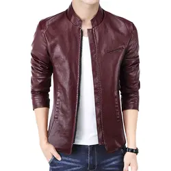 Новые Брендовые мужские Куртки из искусственной кожи в стиле панк красные кожаные куртки на молнии мужские Chupas De Cuero Hombre