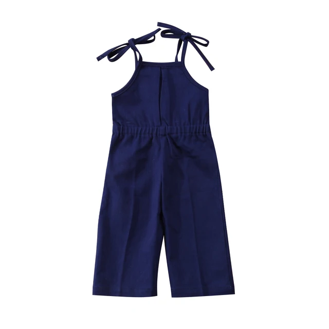 Strap Navy Blue Stylish Newborn Baby Girls Cotton Blend Romper Playsuit