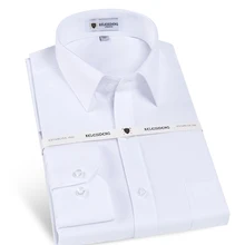 Men’s Wrinkle-Free Solid Twill Dress Shirt Front Pocket Reversible cuffs Male Business Slim Cut Version White Work Office Shirts