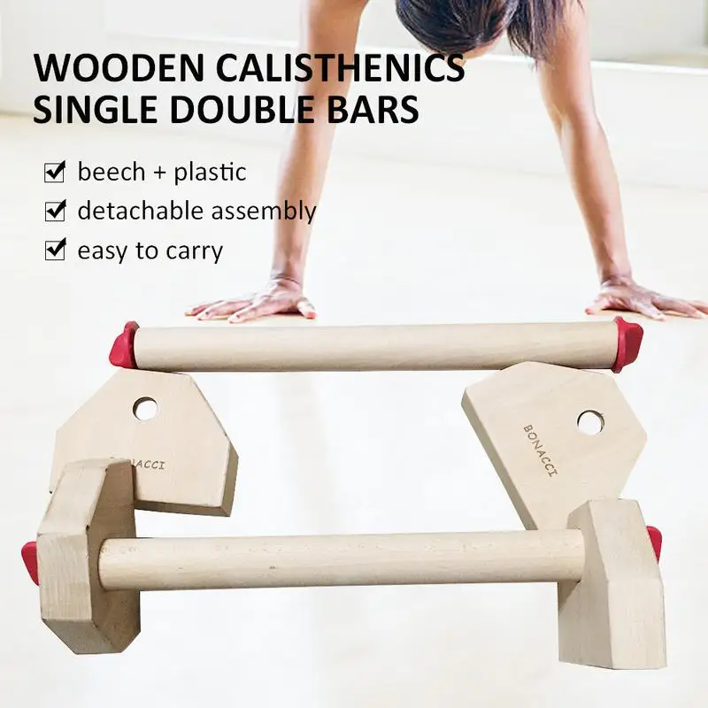 Pushup Stands Single Double Bars Calisthenics Handstand,Non-Slip Yoga /& Gymnastic Training Tool Russian Style Stretch Push-Ups Double Rod Melo-bell Wooden Stretch Stand