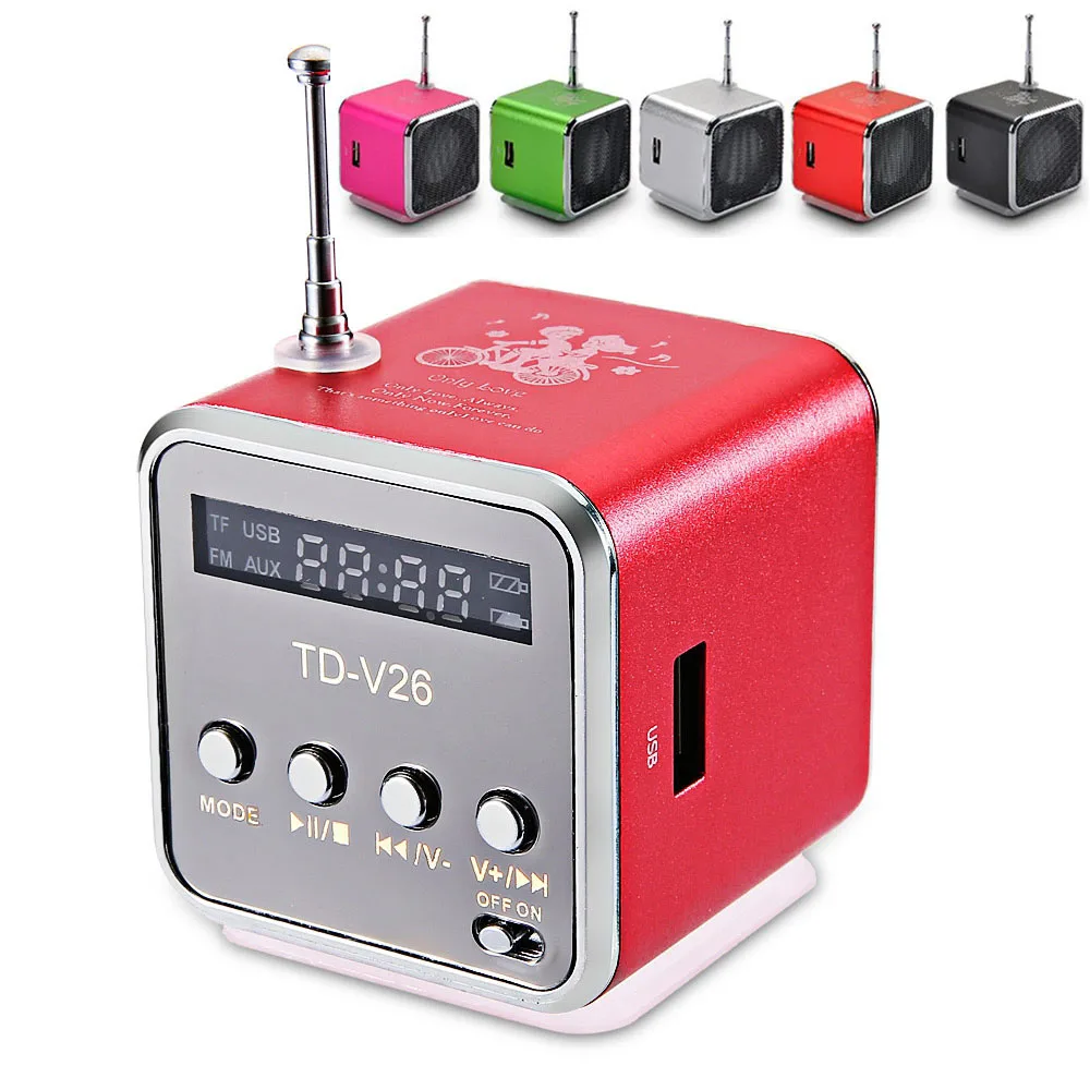 Buy TD V26 digital radio Mini Speaker portable Radio FM Receiver rechargeable