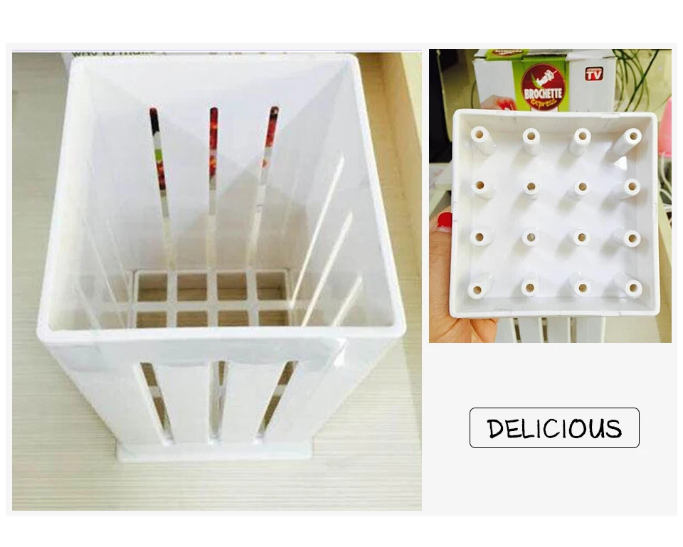 Portable 16 Hole Meat BBQ Barbecue Skewers Machine Kabob Maker Box Multi-purpose Meat Grinders BBQ Grill Tool Gadget Accessories (2)