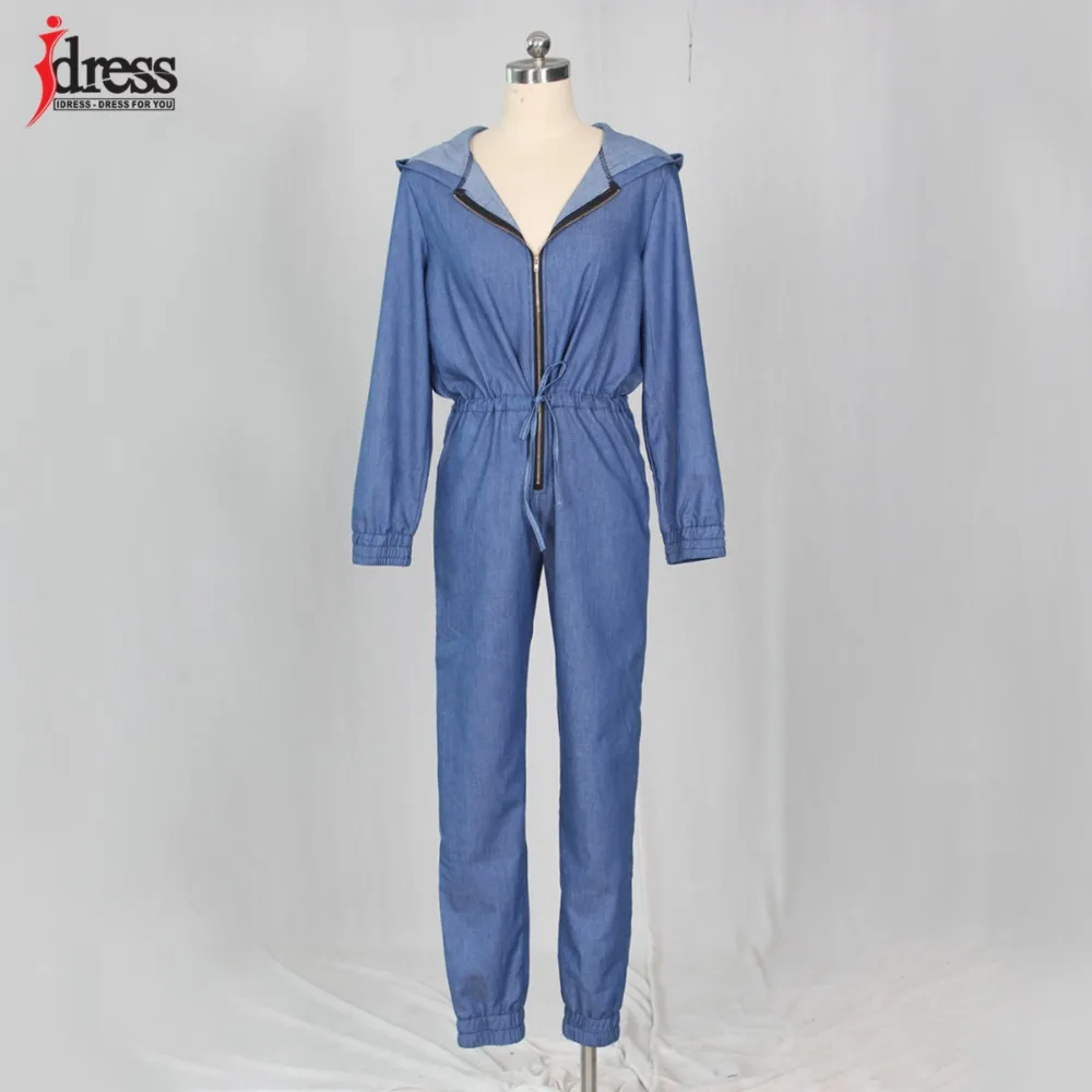 Hambelela 2018 Latex Casual Jeans Deep V Neck Long Sleeve Women Denim Jumpsuit Zippers Pockets Autumn Ladies Overall Jumpsuit (5)