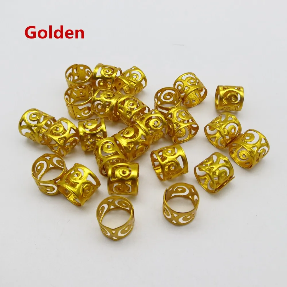 

100Pcs/pack Aluminum Golden/Silver/ Mix Silver Golden hair dread Dreadlock Beads adjustable cuff clip approx 8.5mm hole