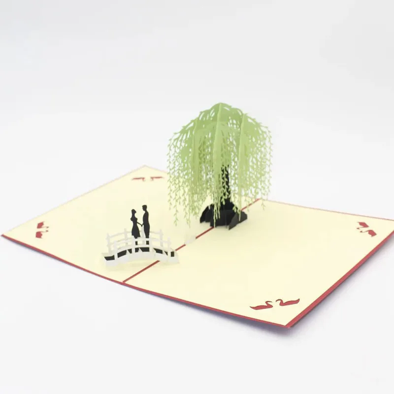  3D Laser Cut Handmade Lovers Under the Willow Paper Invitation Greeting Cards PostCard Wedding Vale - 32793392942