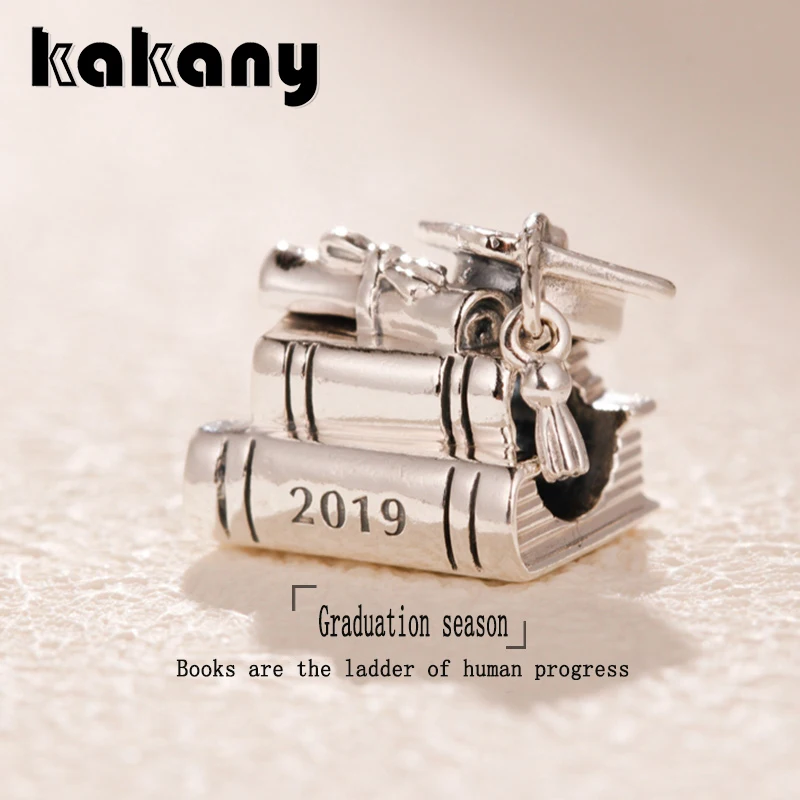 

KAKANY 2019 Mother's Day New 925 sterling silver GRADUATION CAP, BOOK & SCROLL CHARM for original women's fashion bracelet