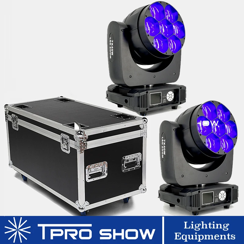 

2pcs 7x40W Beam LED Wash Moving Head Bee Eye Light Effect Zoom DJ Light Moving Head with Flight Case Packing Optional