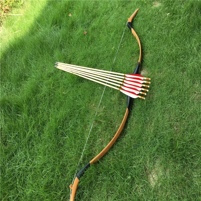 

20-60Ibs Han Bow Archery Fiberglass Bow Leather Recurve Bow Longbow Outdoor Hunting and Shooting