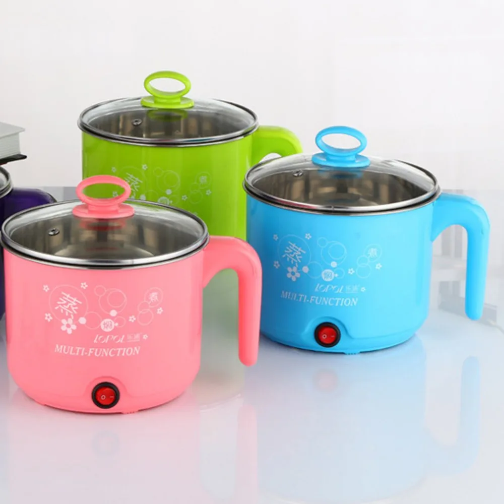 

1.8L Electric Cooker With Steamer Multifunction Stainless Steel Hot Pot Noodles Pots Rice Cooker Steamed Eggs Pan Soup Pots