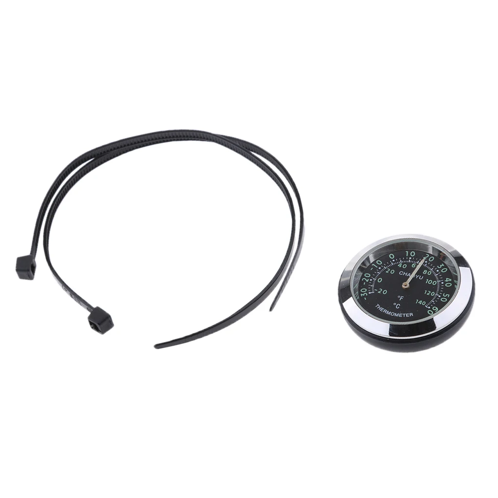 Universal Motorcycle Bike Chrome Waterproof Black Dial Handlebar Clock/Thermometer/Hygrometer Glow Watch