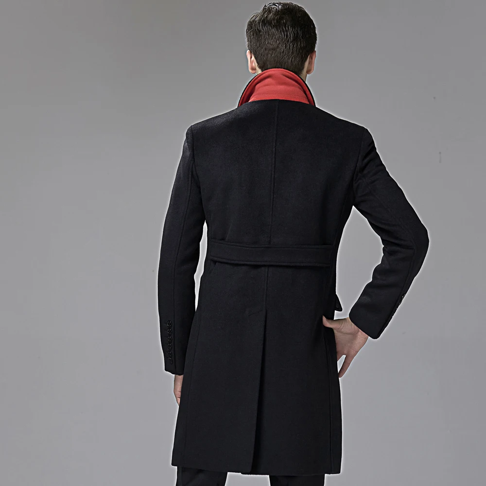 Британский джентльмен URSMART зима новое двубортное мужское шерстяное пальто черное Мужское пальто культивировать нравственность