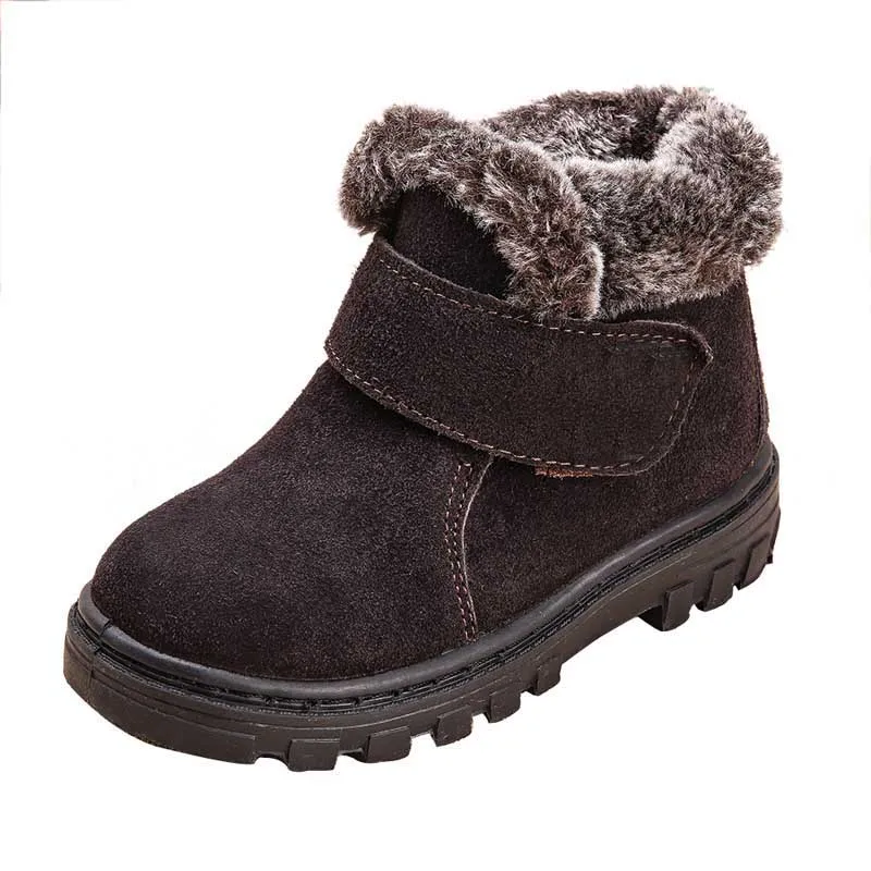 Детские зимние ботинки для мальчиков и девочек ботильоны Повседневное кроссовки для детей Мартинсы Туфли без каблуков Оксфорд замши кожаная обувь CSH269 - Цвет: coffee
