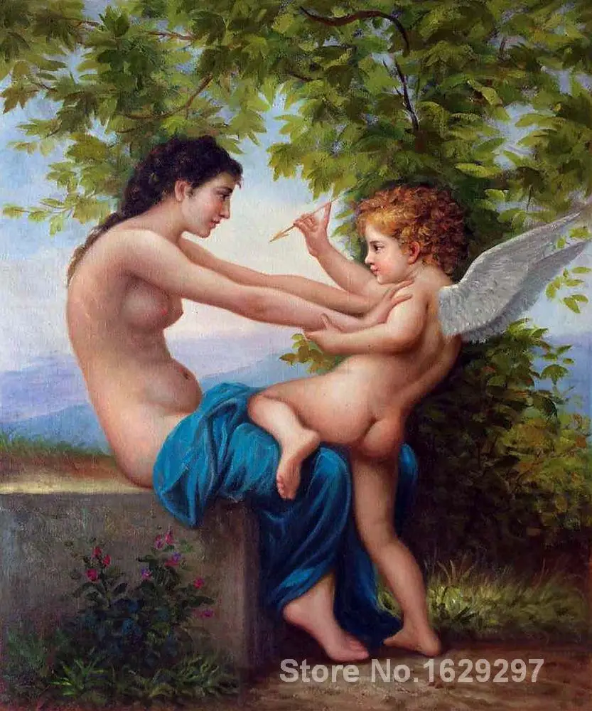 

Art oil Painting Young Girl Defending Herself Against Eros by William Adolphe Bouguereau High quality Handmade
