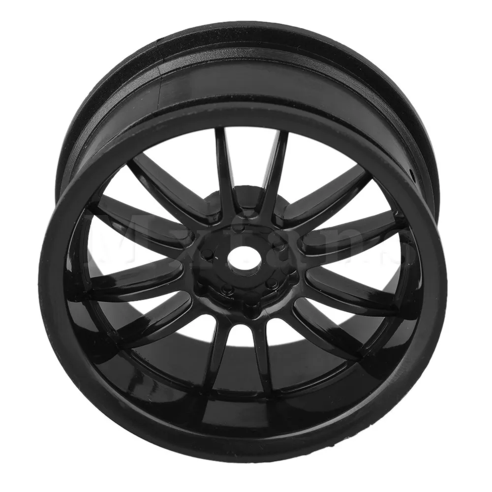 Mxfans 4 шт. черный пластик 12 спиц обода колеса для RC 1:10 на дороге гоночный автомобиль