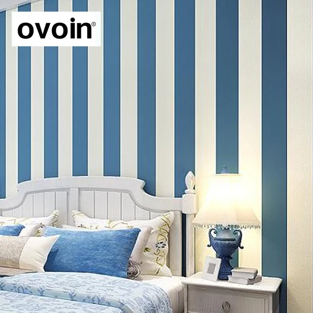 Contemporary Modern Vertical Blue White Striped Wallpaper Plain Contemporary Modern Vertical Blue White Striped Wallpaper Plain Bedroom Sofa Background Covering Wall Paper Roll