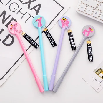 

4 Pcs/set Novelty Round Pink Panther Ribbon Gel Pen Rollerball Gel Pen Student Stationery School Office Supply Black Ink 0.5mm