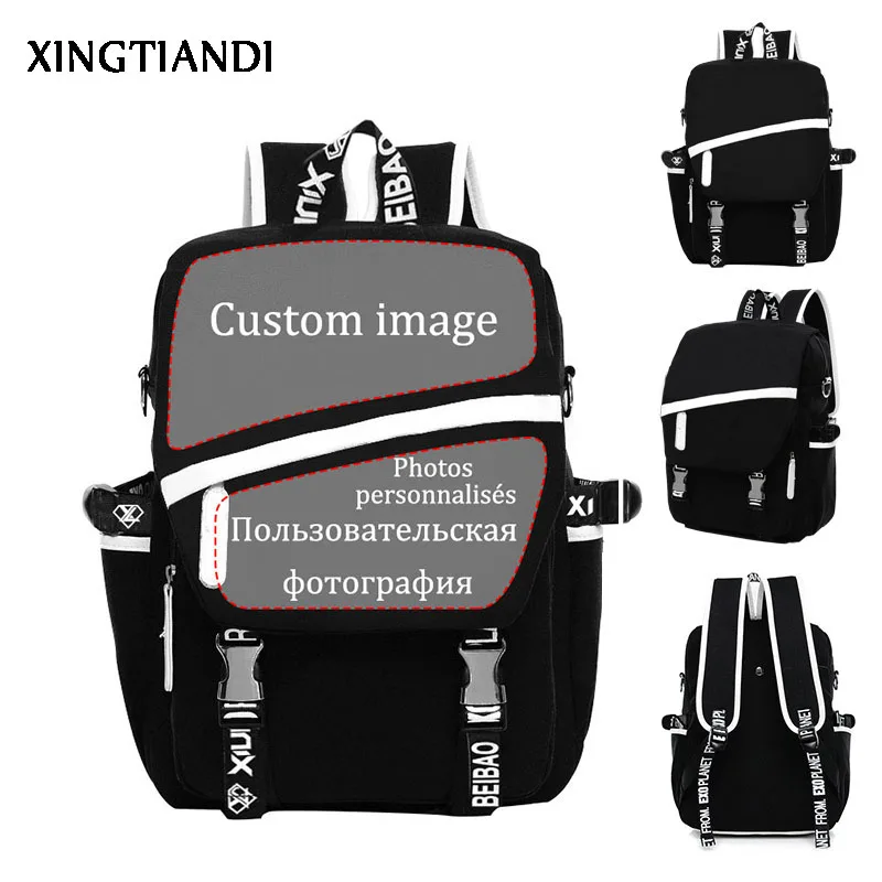 

2016 G-DRAGON Backpacks for teenagers BIGBANG Band Laptop Bags Luminous Mochila Unisex
