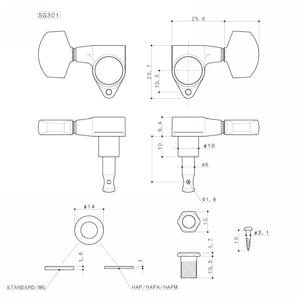 Оригинальный GOTOH SG301 MG T электрогитара блокировка машины головки тюнеры (хром