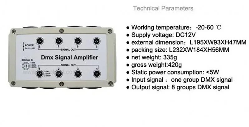 DMX512 усилитель сигнала 8-канальный сетевой видеорегистратор Выход DMX светодиодный Управление; этап Управление станция Глава встряхивания разделитель для ламп компонентов, Новинка
