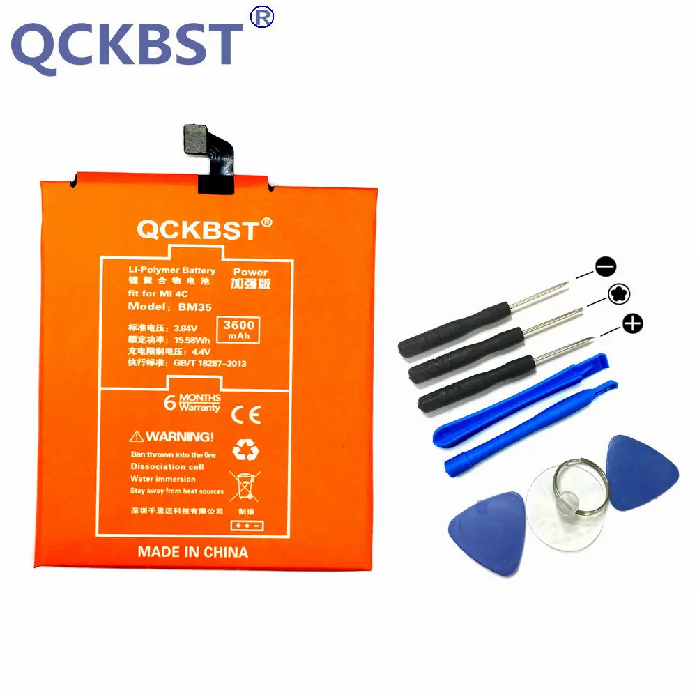 

QCKBST BM35 Battery For Xiaomi Mi4C Bateria Mi 4C Original Replacement Battery 3600mAh High Capacity Phone Li-ion Batteries