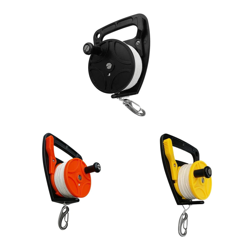 

150ft Handheld Scuba Diving Reel Kayak Anchor with Handle Line Snap Hook for Underwater Scuba Wreck Cave Diving Snorkeling