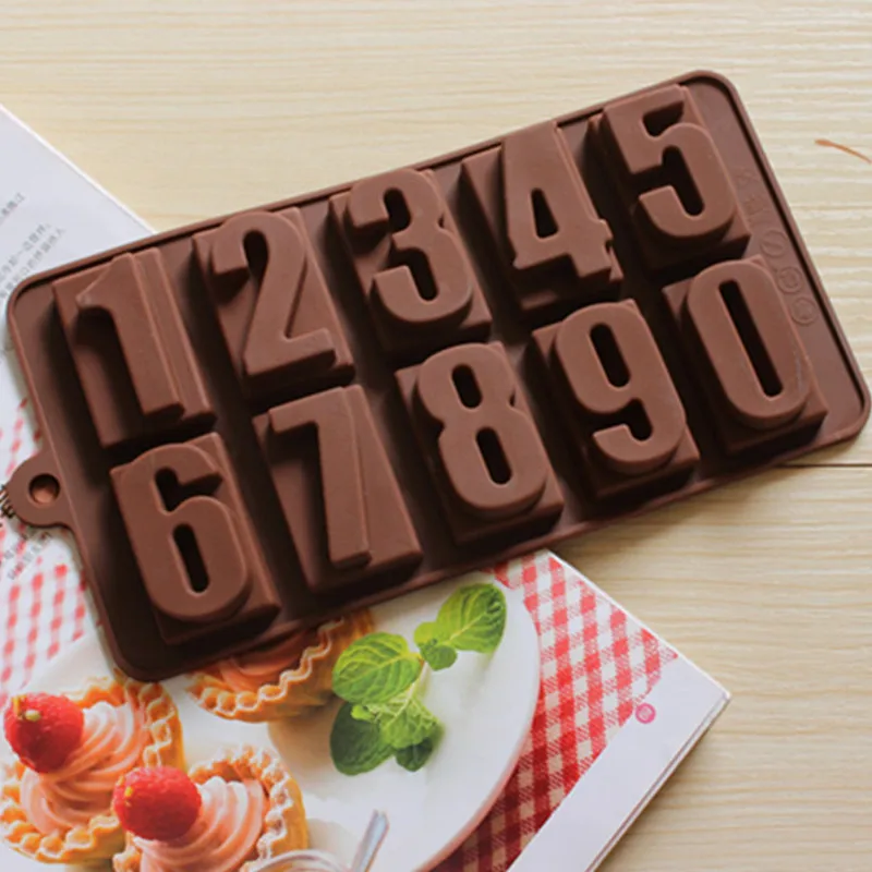 09 Chocolate Molds Ecofriendly Number Silicone Mold Bake Tools Mz