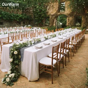 

OurWarm Striped Black and White Table Runner Long Dinner Table Wedding Birthday Party Table Reception Decoration 35X182CM