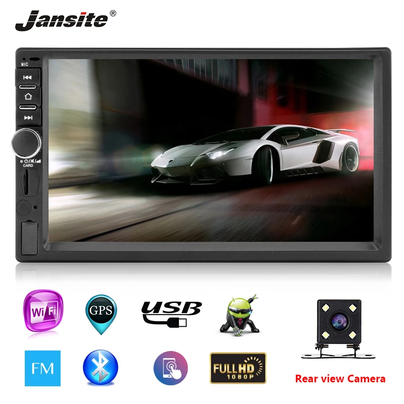 

Jansite 7" Universal Double din Car Radio Android 8.1 Player DVD Touch screen Bluetooth wifi Dual Ingot player with Rear camera
