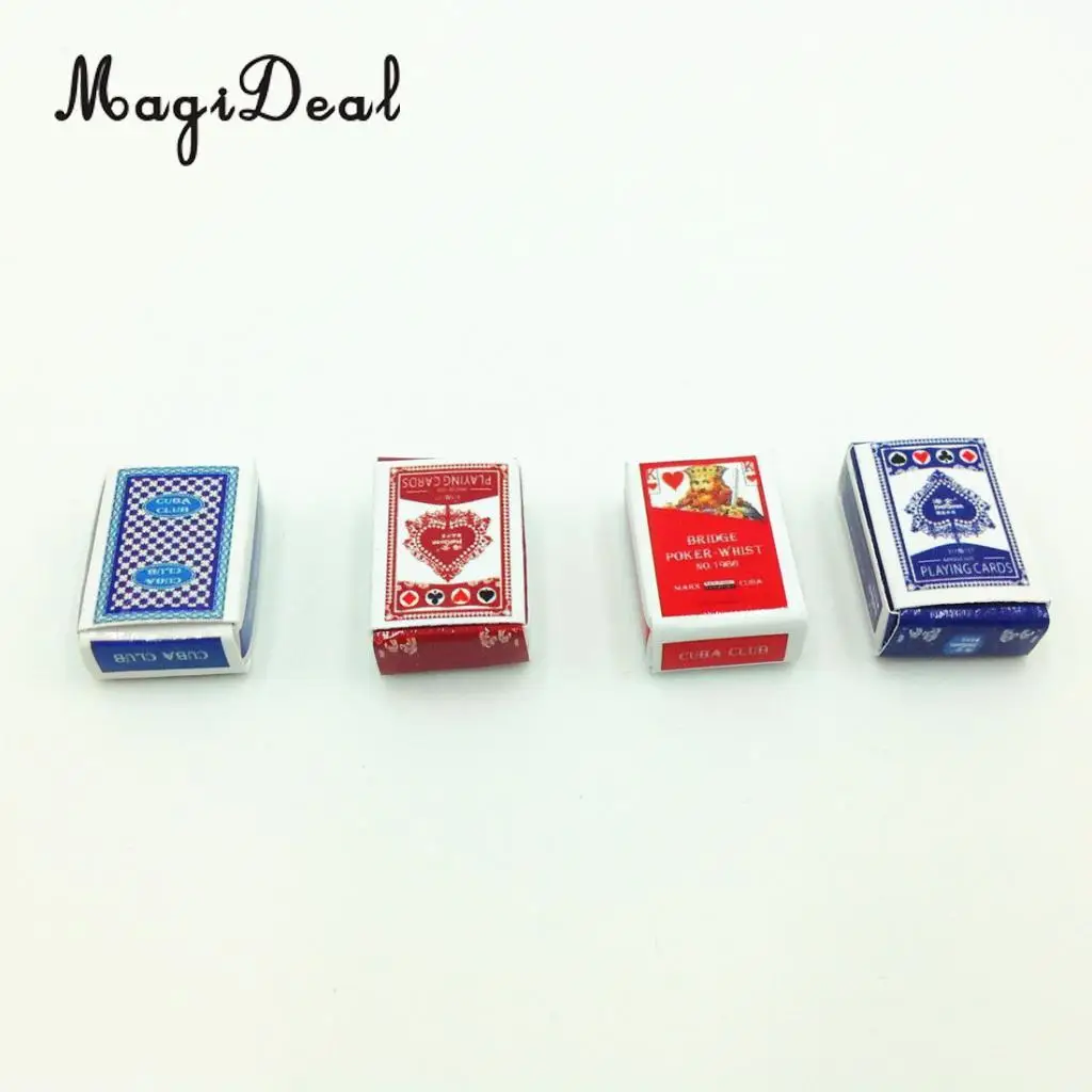 MagiDeal 2Sets Games Poker Paper Playing Cards 1/12 Miniature for Dollhouse Sitting Room Livingroom Bedroom Decor Children Toy