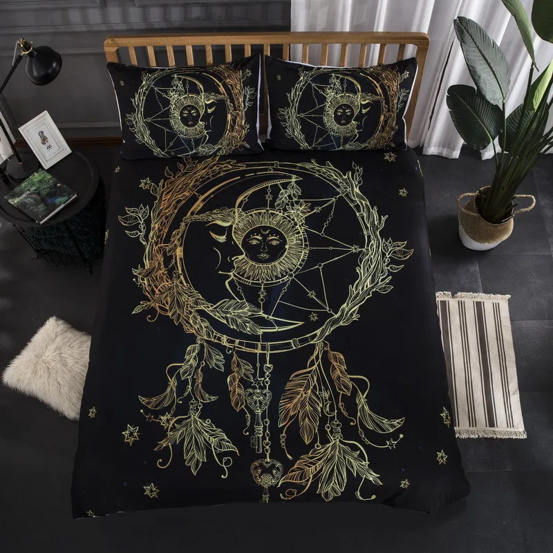 

golden flower children bedding set king queen double full twin single size bed linen set