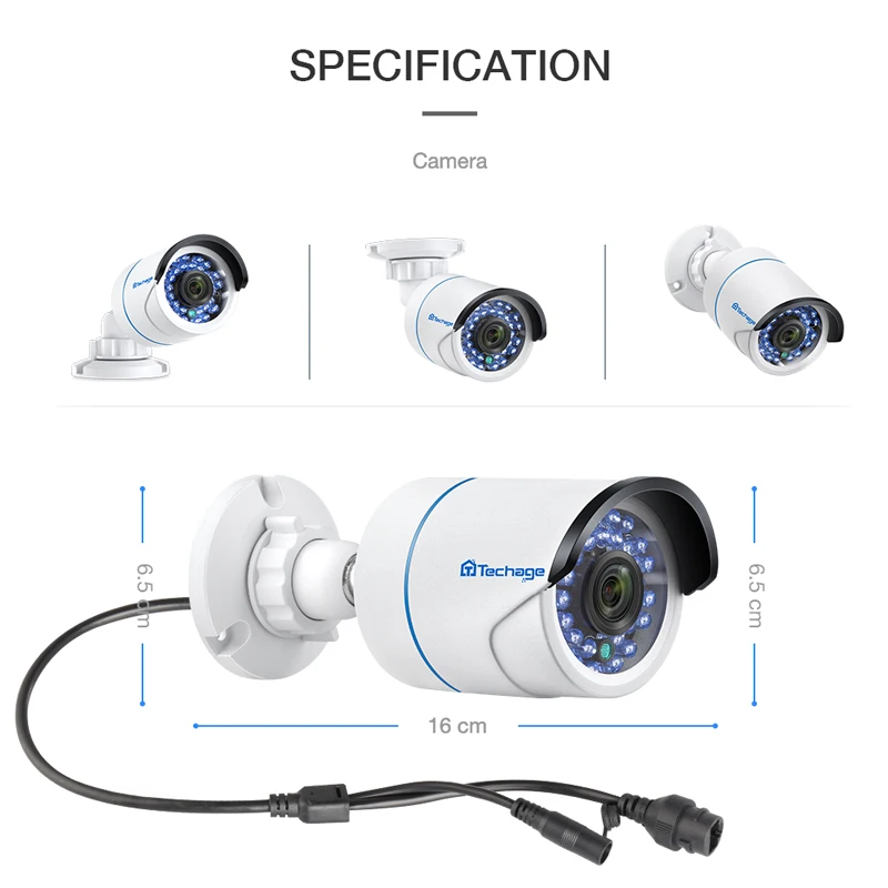  Techage 4CH 1080P POE NVR System 4pcs 2pcs 2MP H.265 Audio Record PoE IP CCTV Camera Waterproof Hom - 32969448467