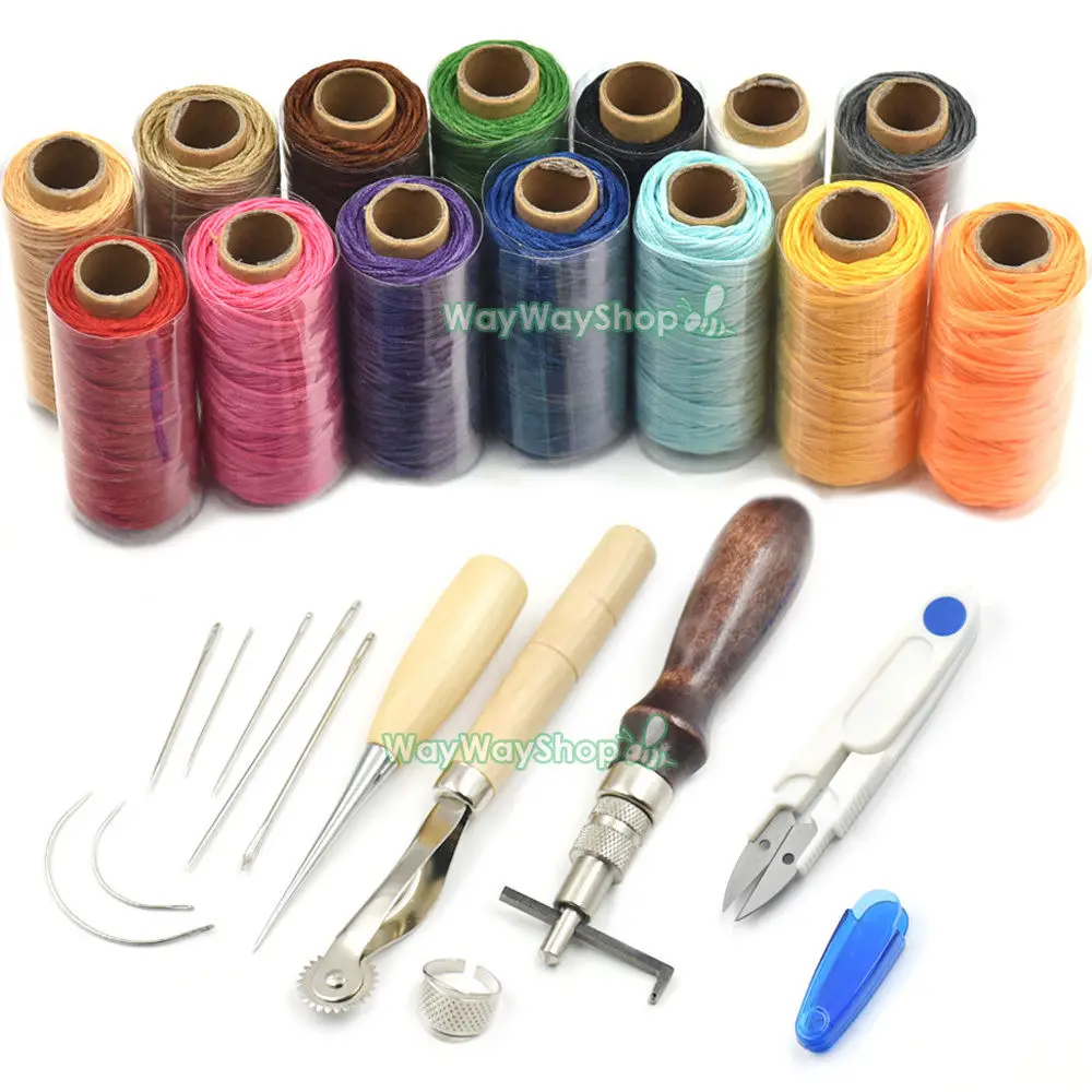 One Set Hand Stitching Sewing Tools Kit Thread Awl Waxed Thimble Craft Clothes SEW | Дом и сад
