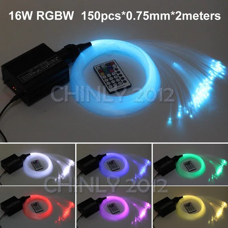 16W RGBW LED Fiber optic light Star Ceiling Kit Lights 150pcs 0.75mm 2M optical fiber