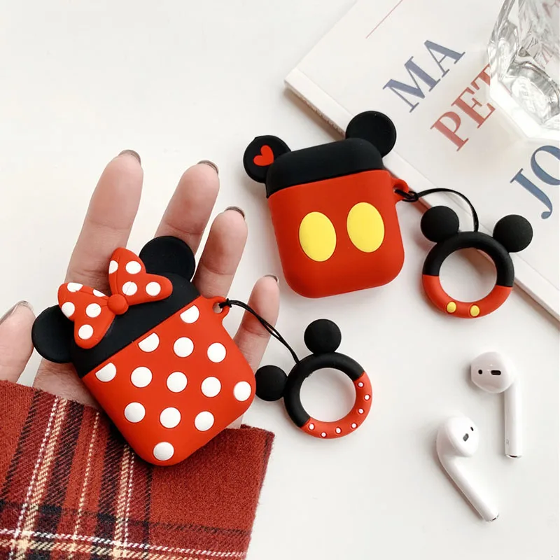 Bluetooth headset storage box cartoon silicone ring charging shatter-resistant bag for airpods protective cover | Электроника