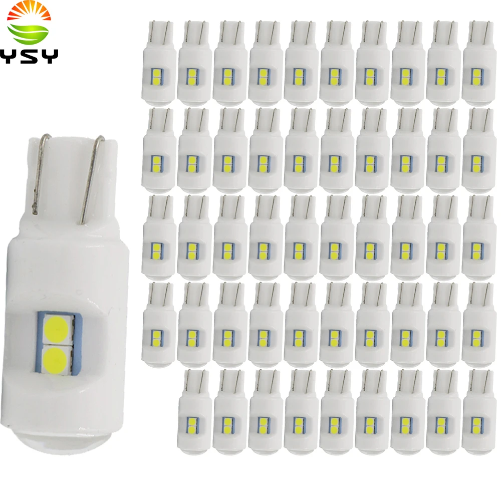 YSY 50X керамическая Внутренняя Светодиодная лампа для автомобиля T10 3030 6SMD W5W 168 с