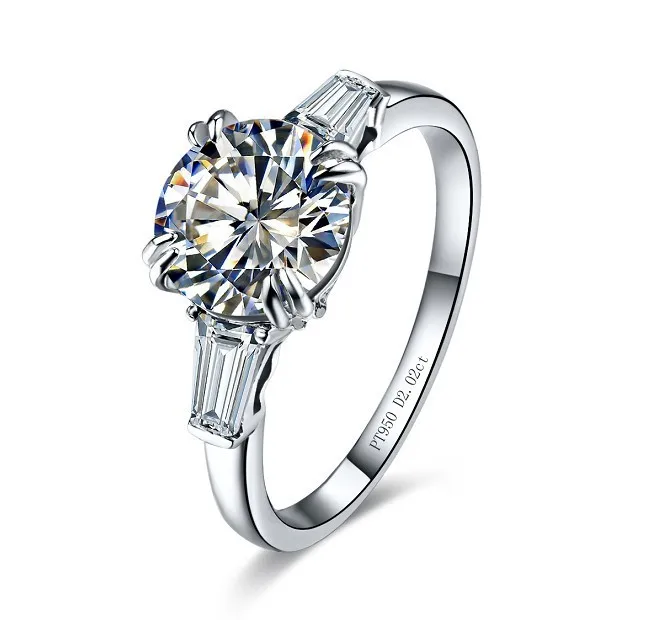 

2CT Pure Gold 14K Round Brilliant Ashine Fine Diamond Women Wedding Ring Vintage High Quality Guarantee Jewelry