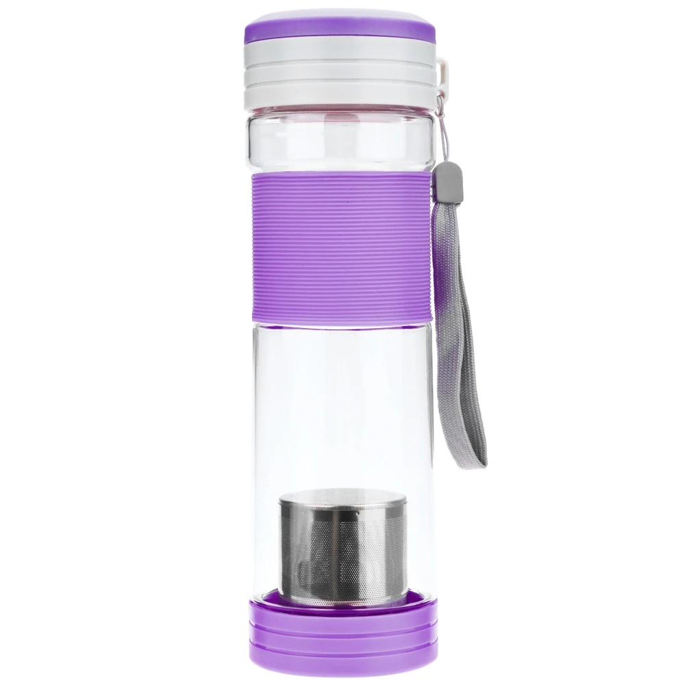 Glass Tea Infuser Bottle Fliter 550ml Portable Sport Teapot Glass