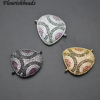 

Paved Multi Color CZ Beads 22x27mm Metal Oval Rounded Triangle Charm Two Loops Jewelry Connectors Findings fit Bracelet Making