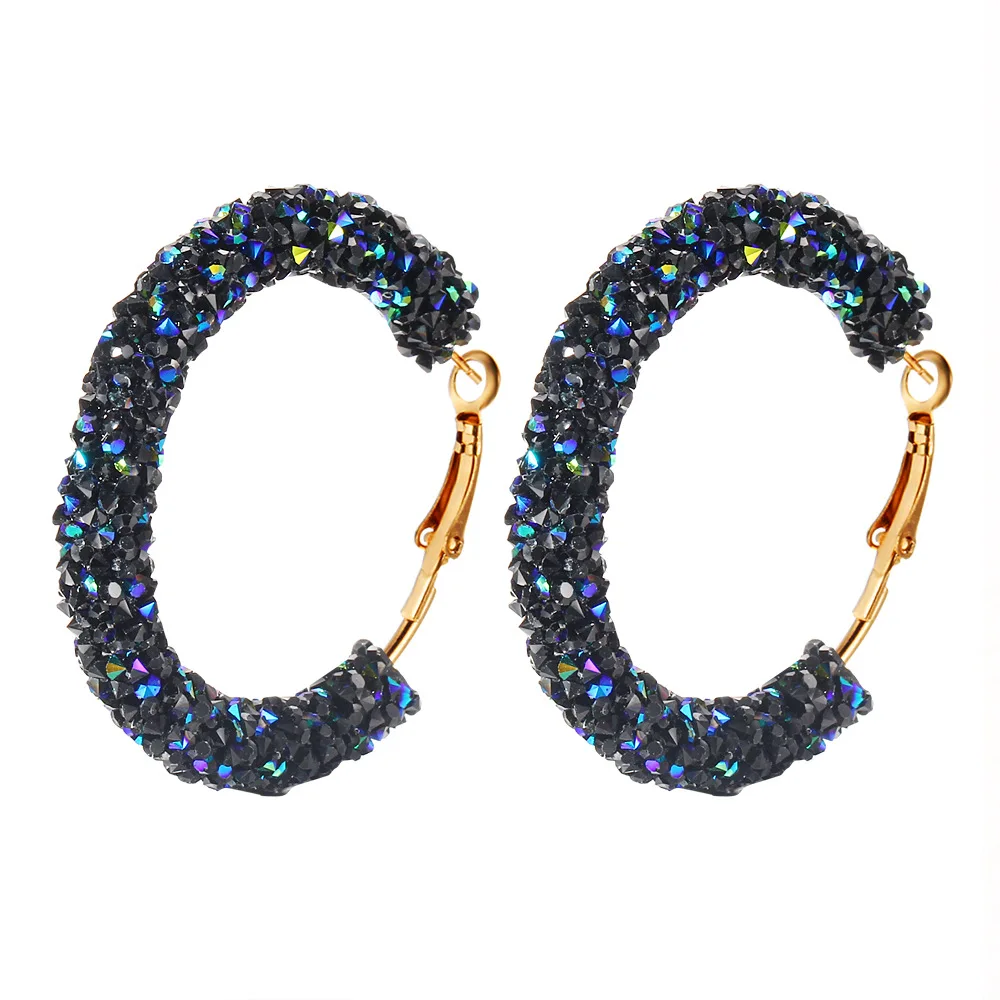 

New Design Charm Earrings Geometric Round Shiny Austrian Crystal Rhinestone Big Earring Fashion Jewelry Women Earrings