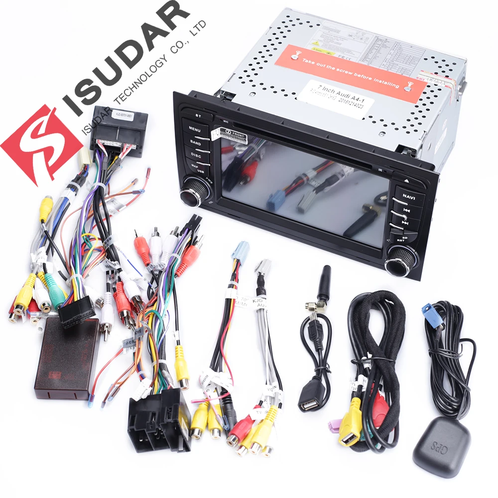 Best Isudar 2 Din Car Multimedia Player GPS Android 9 DVD Automotivo For Audi/A4/S4 2002-2008 Radio Quad Cores RAM 2GB ROM 16GB DSP 5