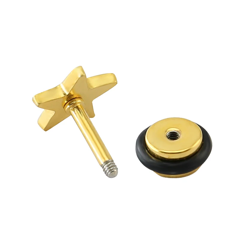 Star Gold Earrings For Men Stainless Steel Small Ear Stud Double Star Gold Earrings For Men Stainless Steel Small Ear Stud Double Sided Cool Women Penntes Hombre Brinco In From